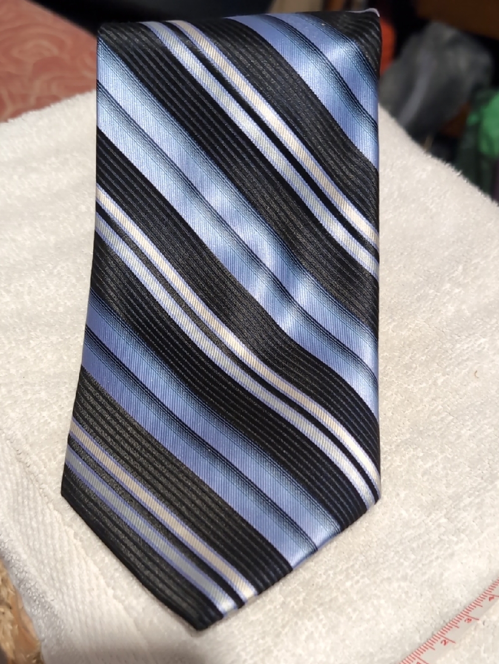 Men's Black & Light Blue Diagonal Stripe Tie